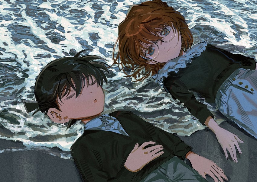 edogawa conan and haibara ai (meitantei conan and 1 more) drawn by segami