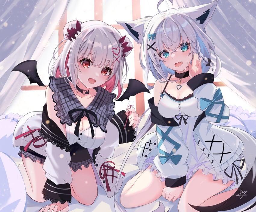 shirakami fubuki and suou patra (hololive and 1 more) drawn by soma443