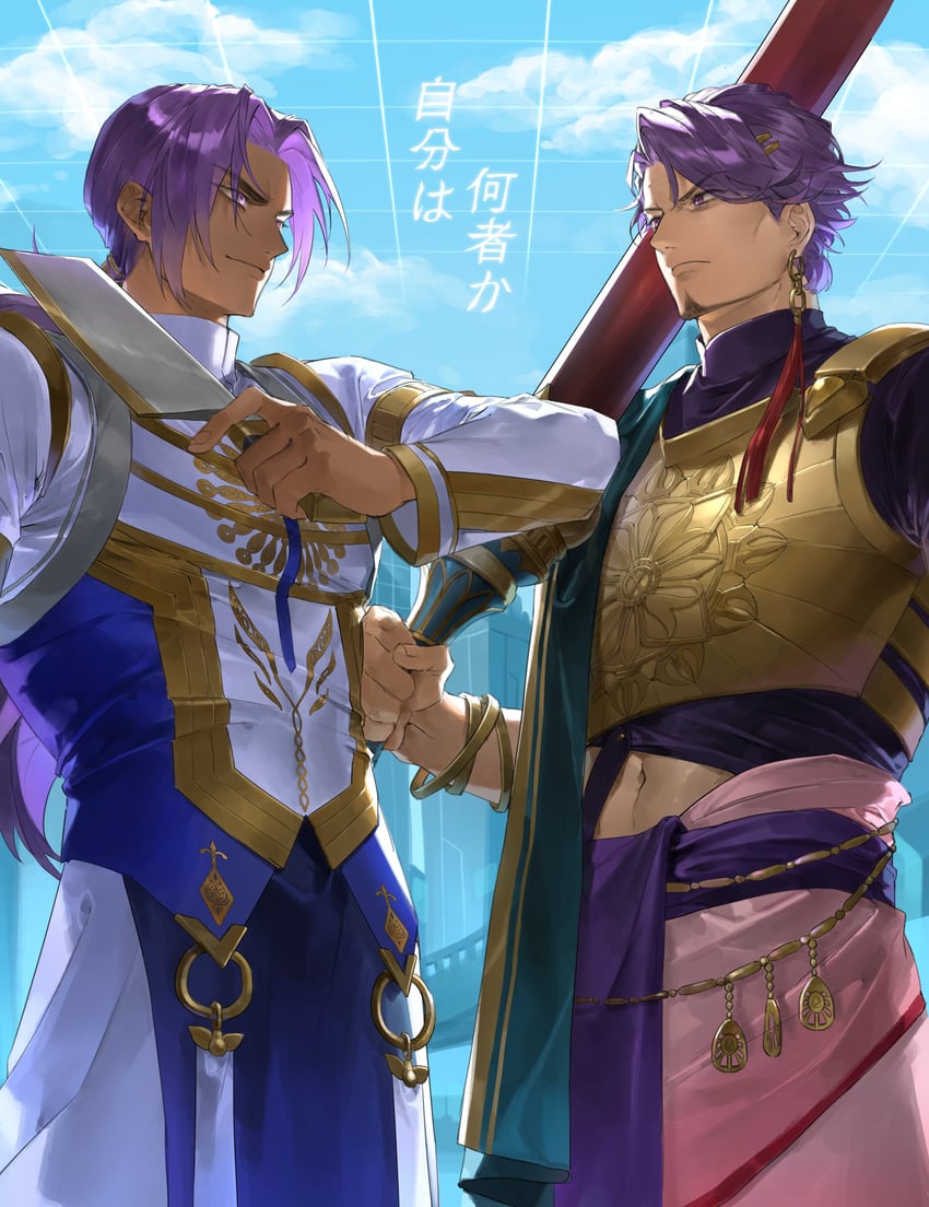 duryodhana and bhima (fate and 1 more) drawn by potato_goril