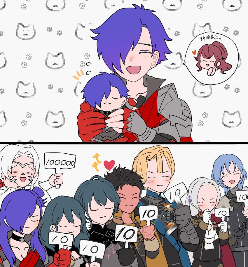 female byleth, edelgard von hresvelg, dimitri alexandre blaiddyd, male byleth, claude von riegan, and 4 more (fire emblem and 2 more) drawn by sasaki_(dkenpisss)