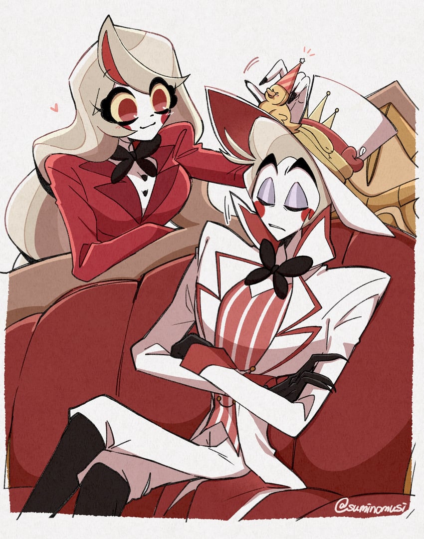 lucifer morningstar and charlie morningstar (hazbin hotel) drawn by hugy8277