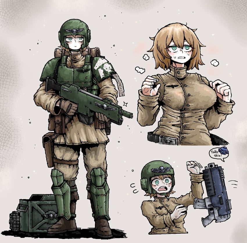 adeptus astartes and astra militarum (warhammer 40k) drawn by octosoup