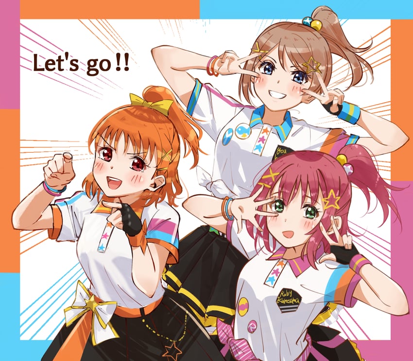 watanabe you, takami chika, and kurosawa ruby (love live! and 1 more) drawn by skt_(ryxxxxx)