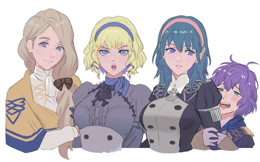 female byleth, bernadetta von varley, mercedes von martritz, and constance von nuvelle (fire emblem and 1 more) drawn by adz_lrp