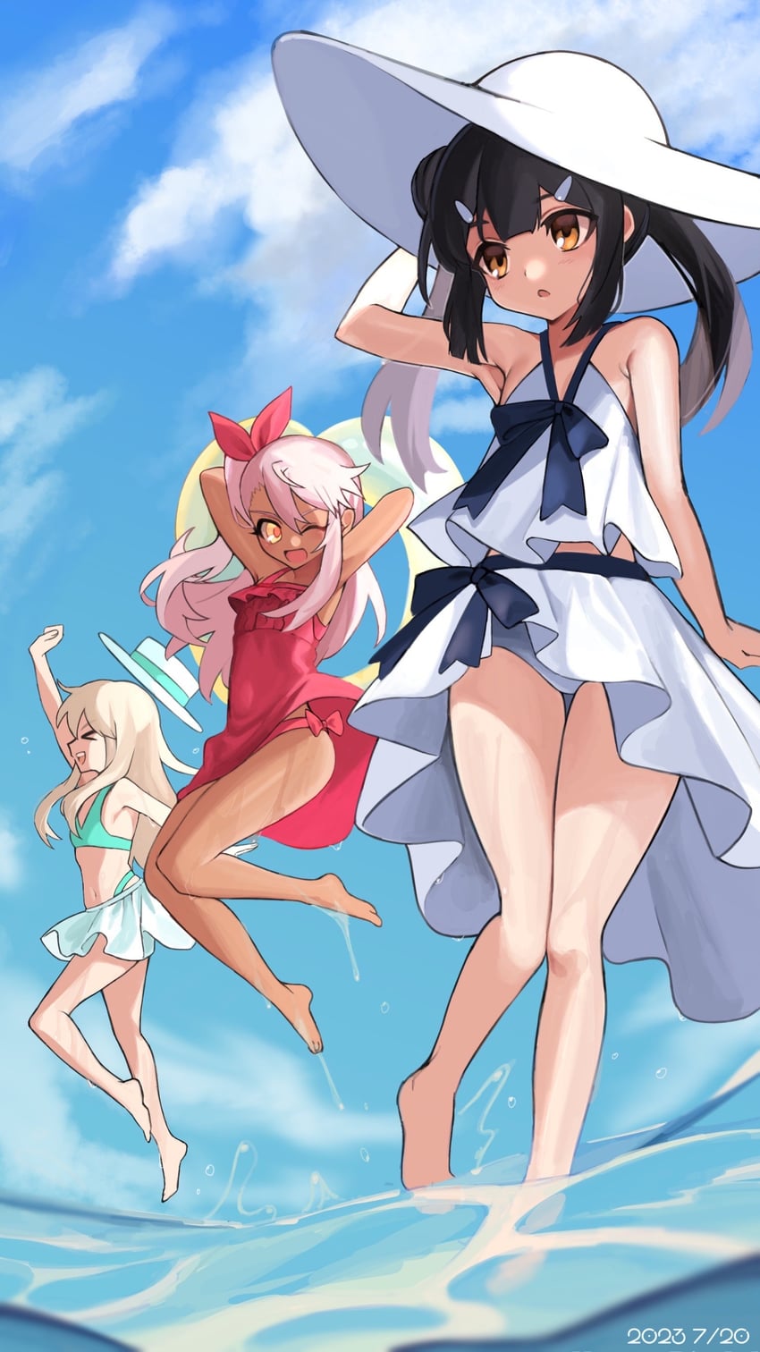 illyasviel von einzbern, chloe von einzbern, and miyu edelfelt (fate and 1 more) drawn by ameman