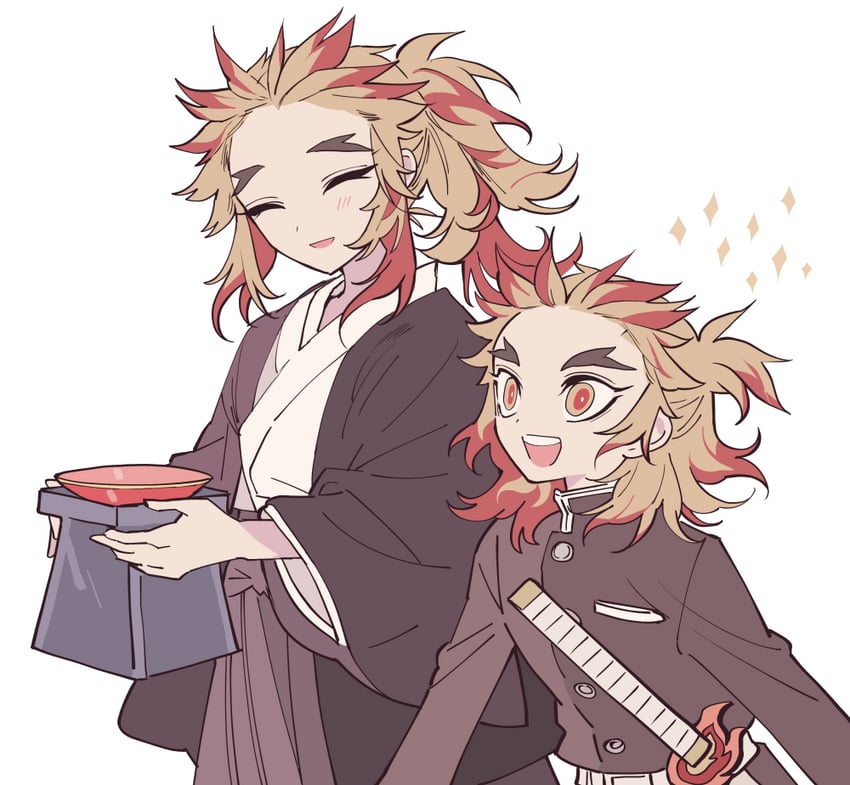 rengoku kyoujurou and rengoku senjurou (kimetsu no yaiba) drawn by meremero