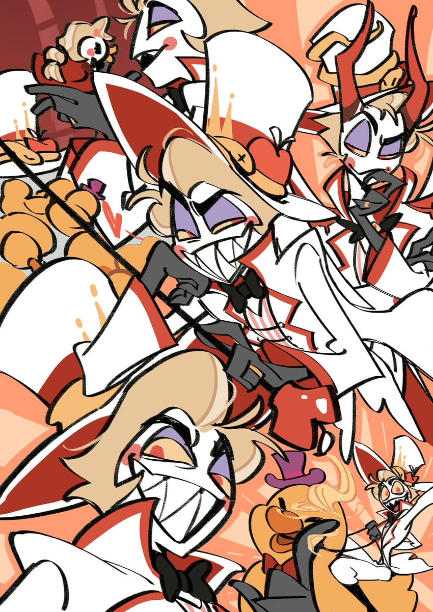 lucifer morningstar and charlie morningstar (hazbin hotel) drawn by iloveerentoo