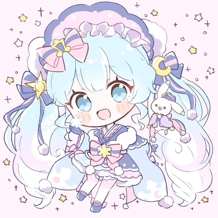 hatsune miku, yuki miku, and rabbit yukine (vocaloid) drawn by aobahosino