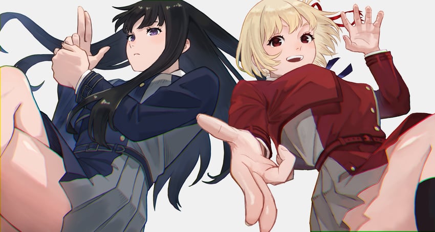 nishikigi chisato and inoue takina (lycoris recoil) drawn by ito_yoshi