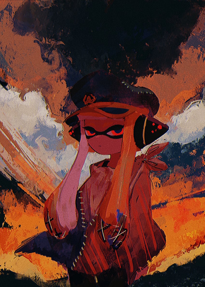 inkling player character, inkling girl, agent 3, and captain 3 (splatoon and 1 more) drawn by zicbx