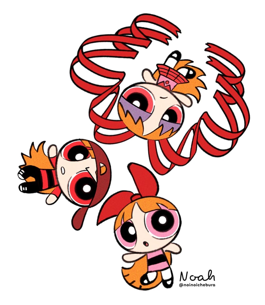 blossom, brick, and berserk (powerpuff girls and 1 more) drawn by noah_(rokoroko)