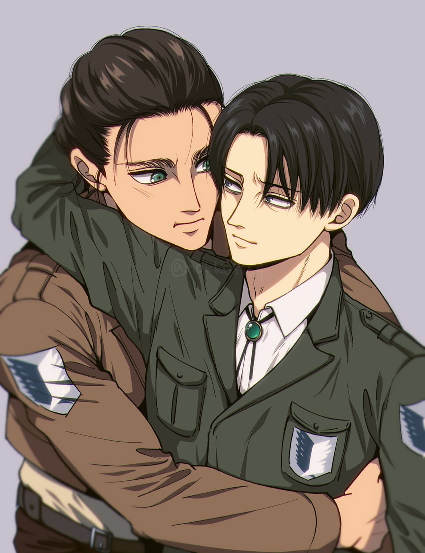 eren yeager and levi (shingeki no kyojin) drawn by nokko5654