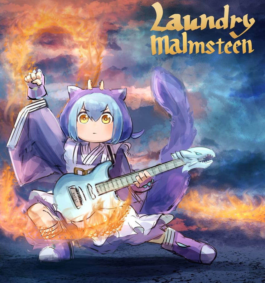 laundry dragonmaid, blue-eyes white dragon, yngwie malmsteen, and the melody of awakening dragon (yu-gi-oh! and 1 more) drawn by hatano_kiyoshi