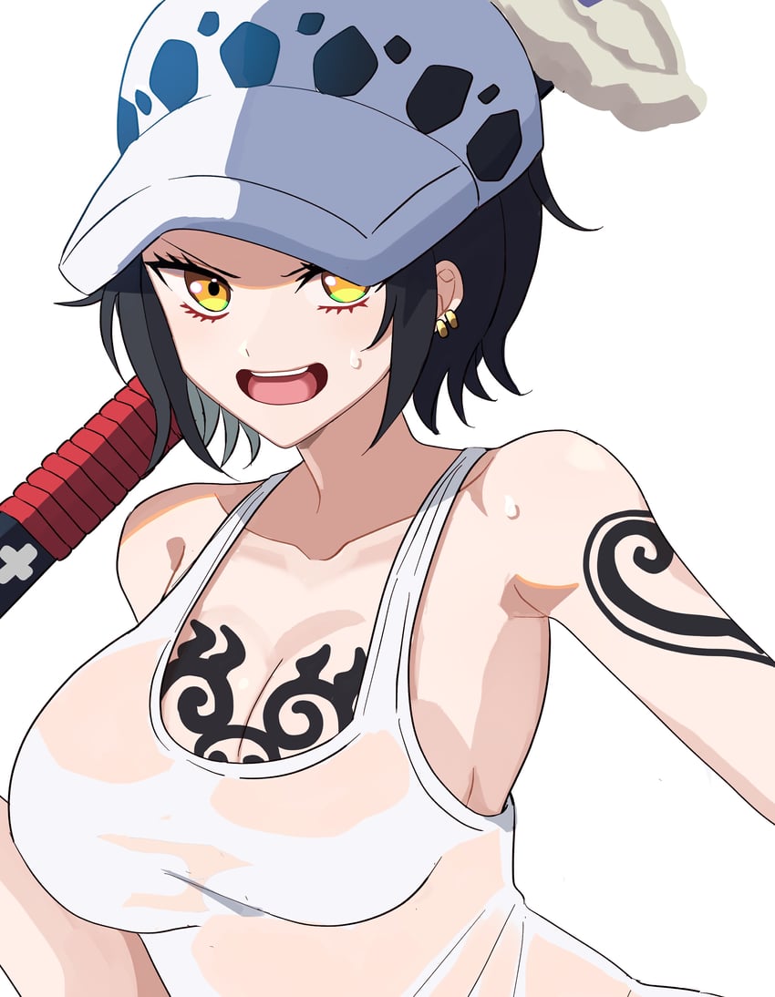 trafalgar law and law-chan (one piece) drawn by kasuga_kaya