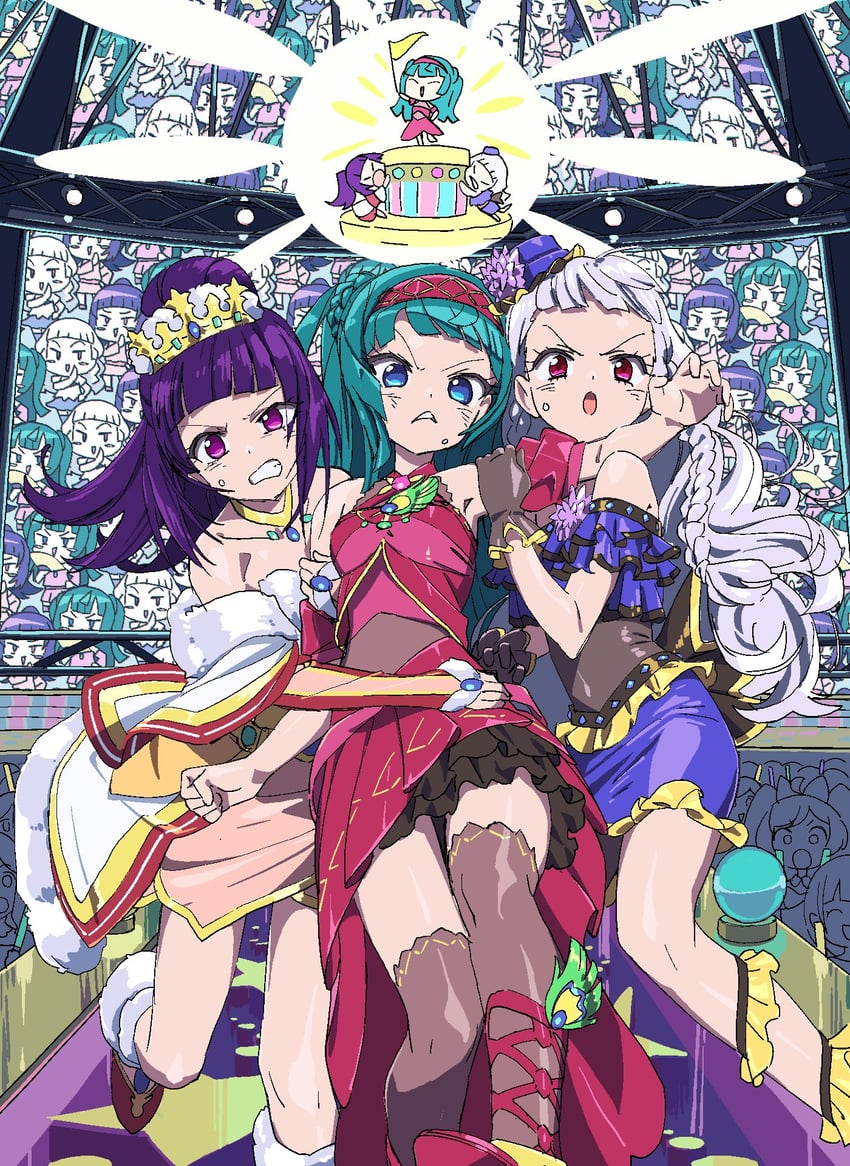 manaka laala, tsukikawa chili, koda michiru, hanazono shuka, and miichiru (pretty series and 2 more) drawn by masunikuru