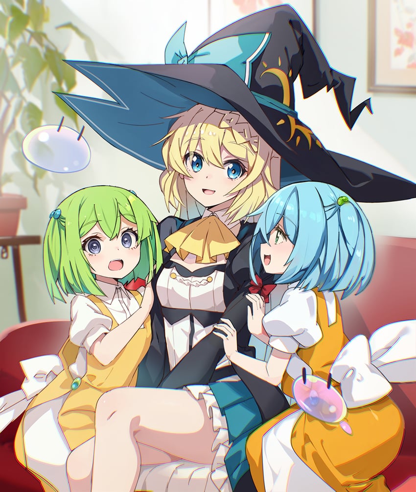 aizawa azusa, shalsha, and falfa (slime taoshite 300 nen shiranai uchi ni level max ni nattemashita) drawn by nyoro_(nyoronyoro000)