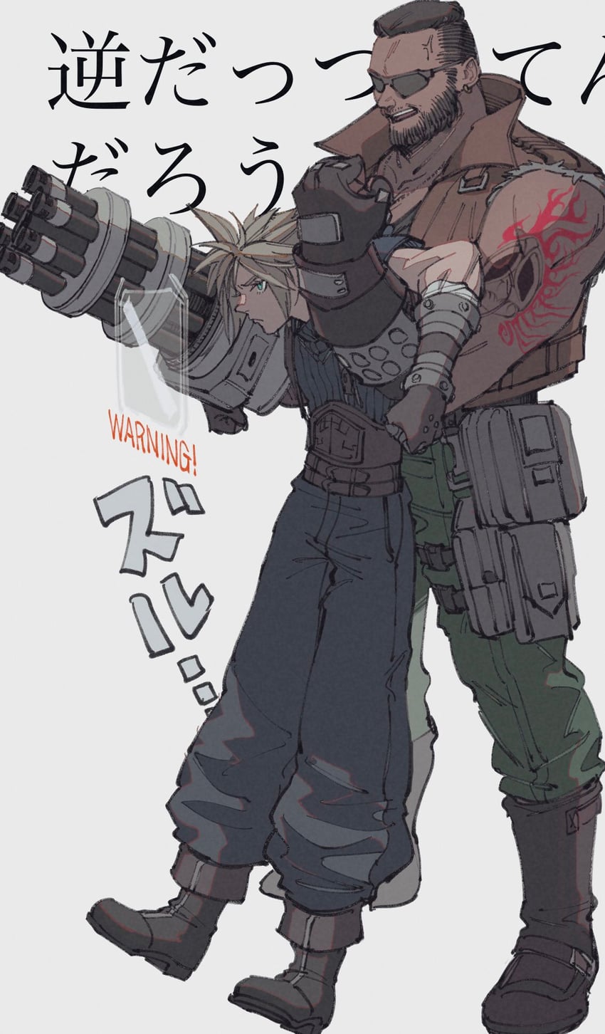 cloud strife and barret wallace (final fantasy and 2 more) drawn by oimo_(oimkimn)