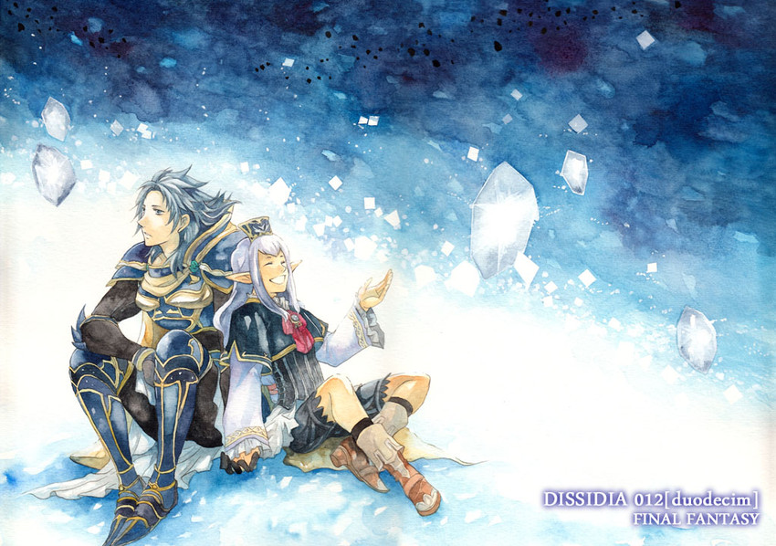 warrior of light and prishe (final fantasy and 4 more) drawn by candle0213