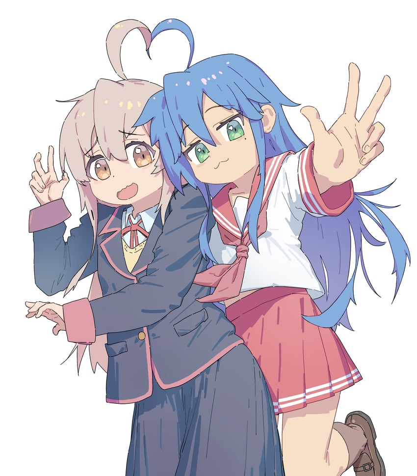 oyama mahiro and izumi konata (lucky star and 1 more) drawn by pilot_webber