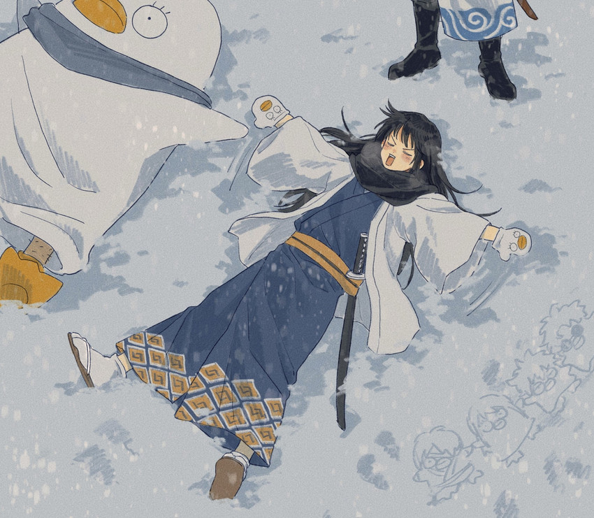 sakata gintoki, katsura kotarou, and elizabeth (gintama) drawn by da_ning_(llemonyyyy)