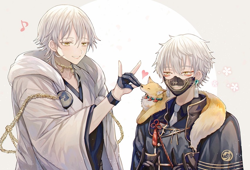 tsurumaru kuninaga, nakigitsune, and nakigitsune's fox (touken ranbu) drawn by abandon_ranka