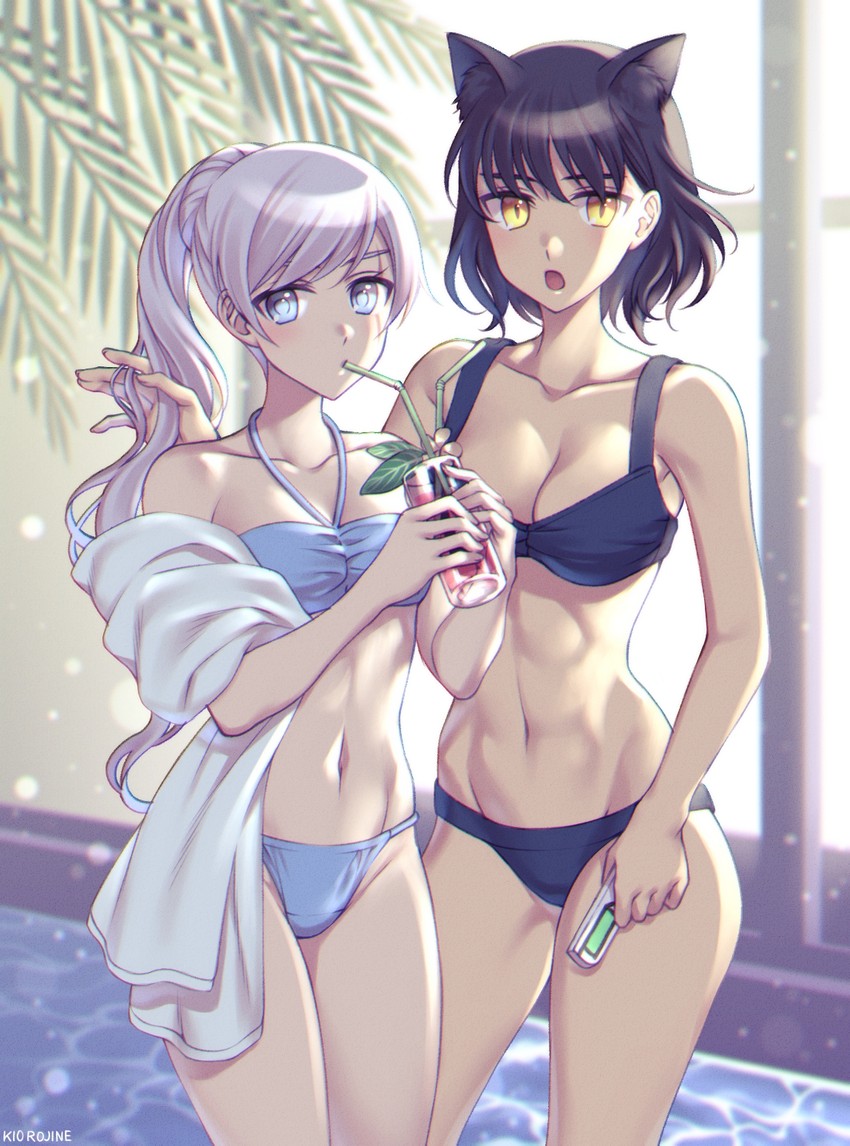 weiss schnee and blake belladonna (rwby) drawn by kio_rojine