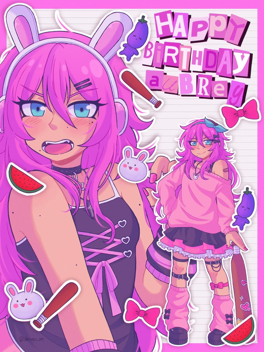 aubrey, mr. plantegg, and forest bunny (omori) drawn by donuqx