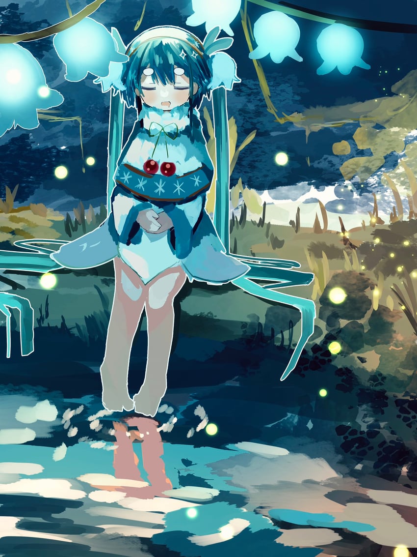 hatsune miku and yuki miku (vocaloid) drawn by syare_0603