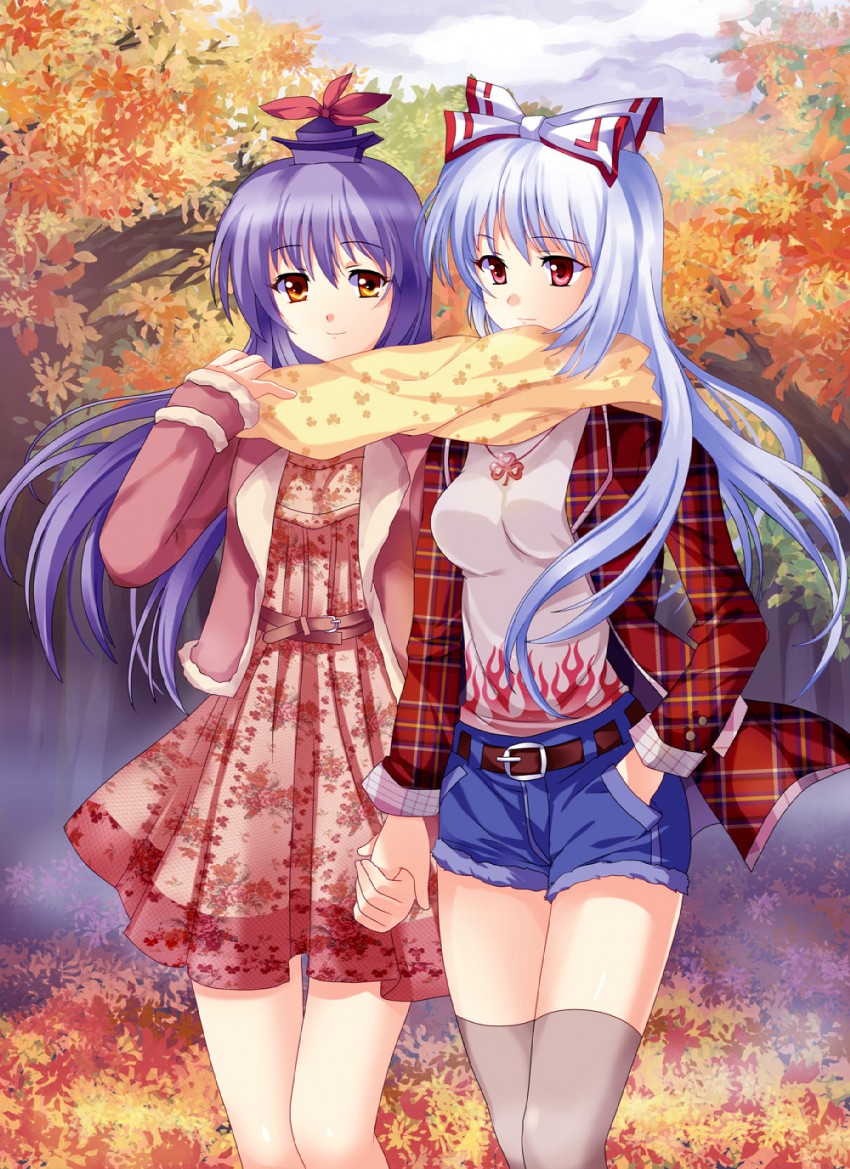 fujiwara no mokou and kamishirasawa keine (touhou) drawn by pico_(picollector79)