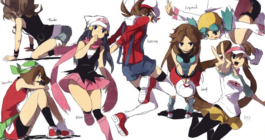 dawn, may, rosa, hilda, leaf, and 2 more (pokemon and 8 more) drawn by lastiny
