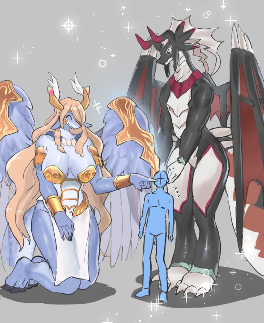 house dragonmaid, dragonmaid sheou, and saffira queen of dragons (yu-gi-oh!) drawn by dougaku_(passionpit777)