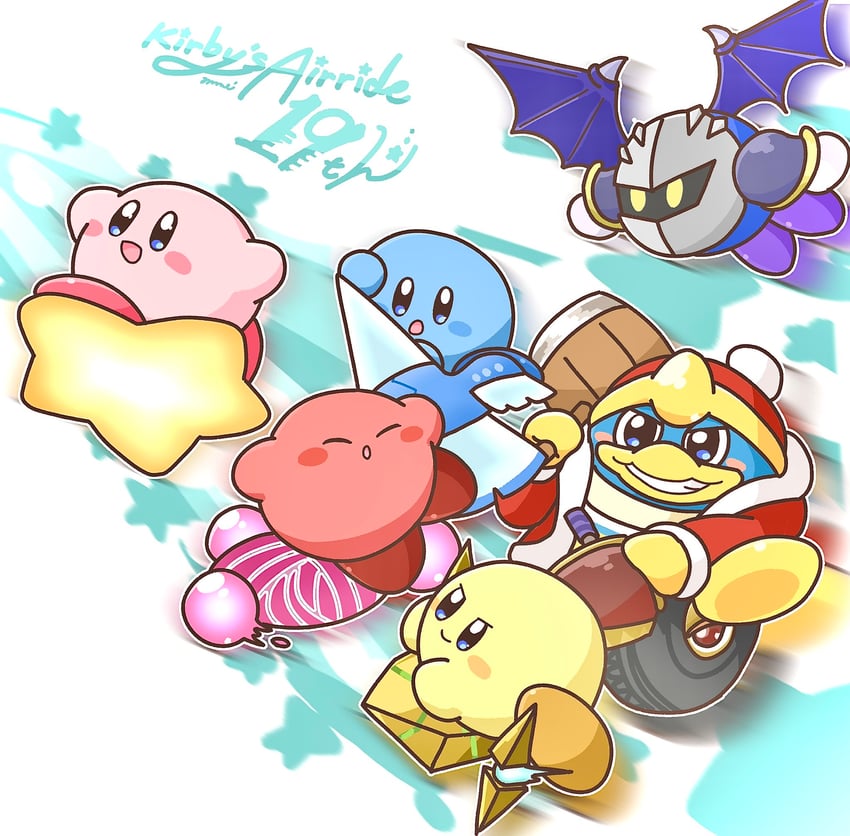 kirby, meta knight, king dedede, and wheelie (kirby and 1 more) drawn by c5mnno