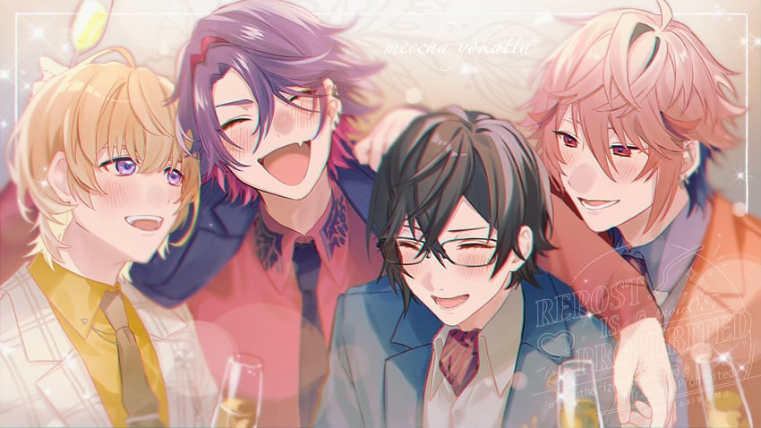 watarai hibari, fura kanato, shikinagi akira, and seraph dazzlegarden (nijisanji) drawn by kaburagi_(pnoir087)