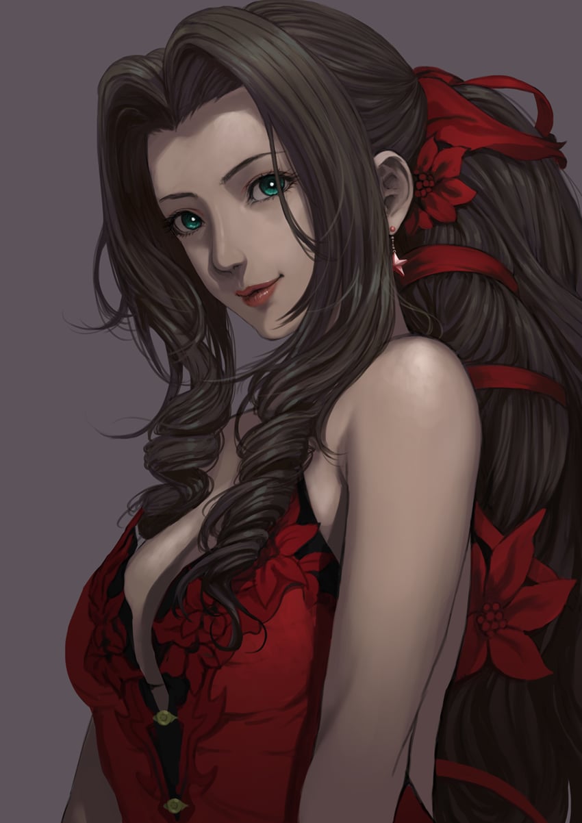 aerith gainsborough (final fantasy and 2 more) drawn by omeno_(digitalome)
