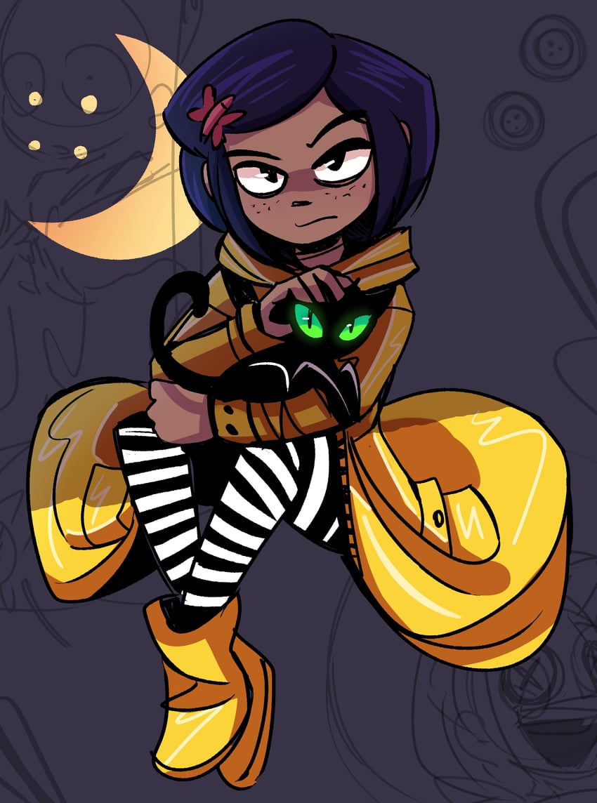 coraline jones and cat (coraline) drawn by peargor
