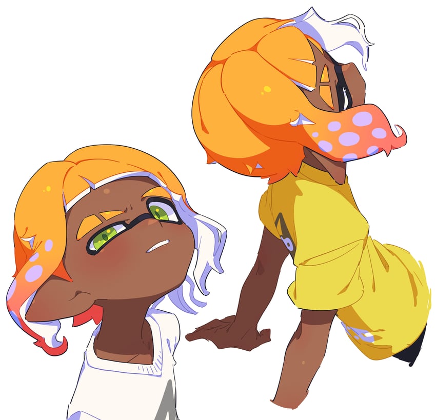 inkling player character and inkling boy (splatoon) drawn by surume01417