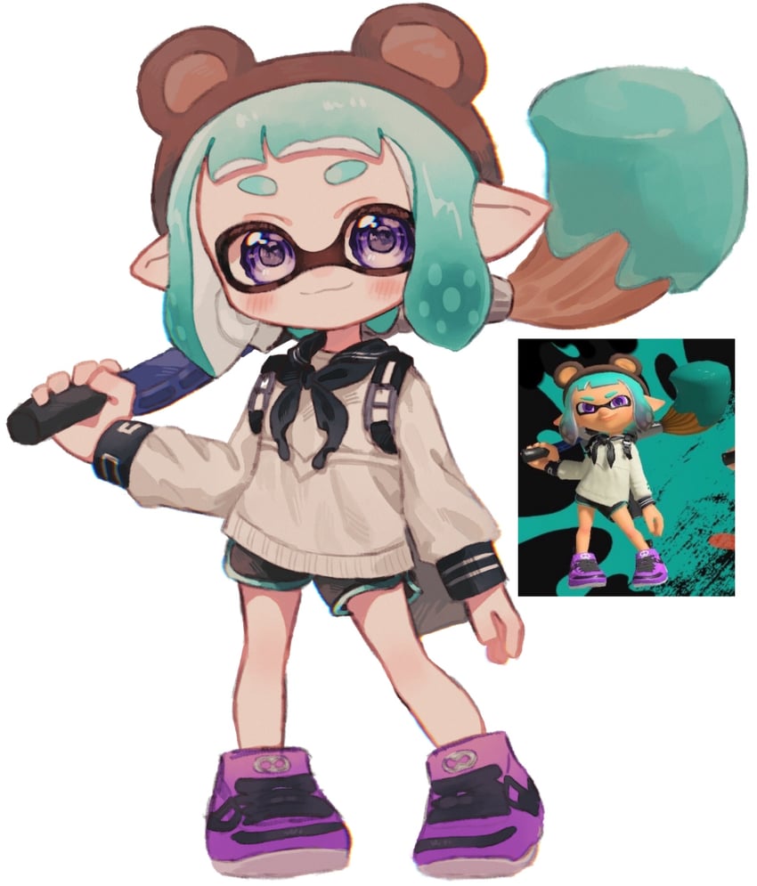 inkling player character and inkling girl (splatoon and 1 more) drawn by ochocho2828