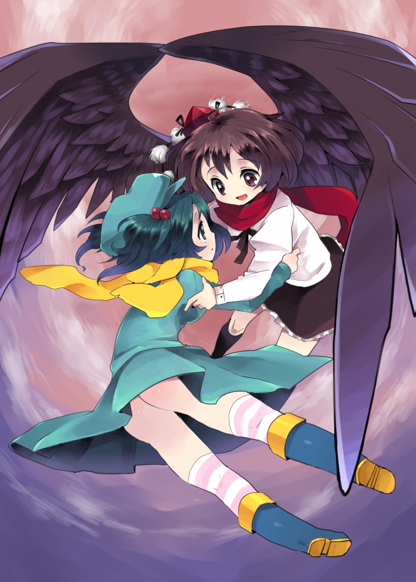 shameimaru aya and kawashiro nitori (touhou) drawn by ichihaya