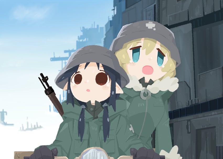 chito and yuuri (shoujo shuumatsu ryokou) drawn by naaga_sonomono