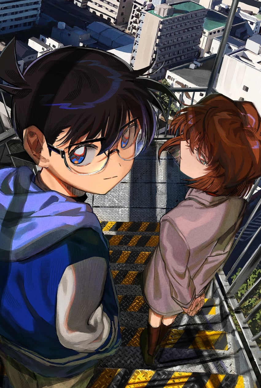 edogawa conan and haibara ai (meitantei conan) drawn by segami