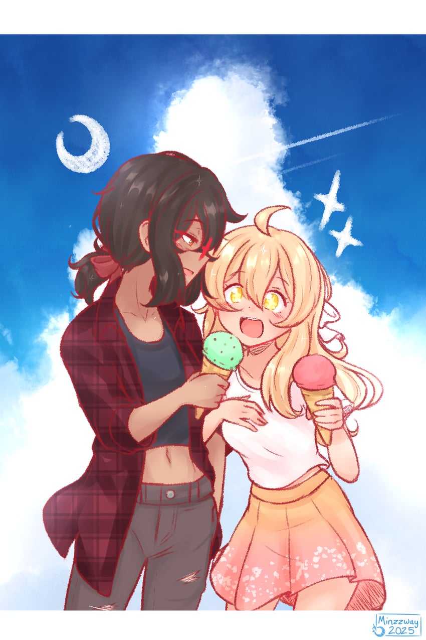 yukimura miyako and hoshimi hanae (original) drawn by minzzway