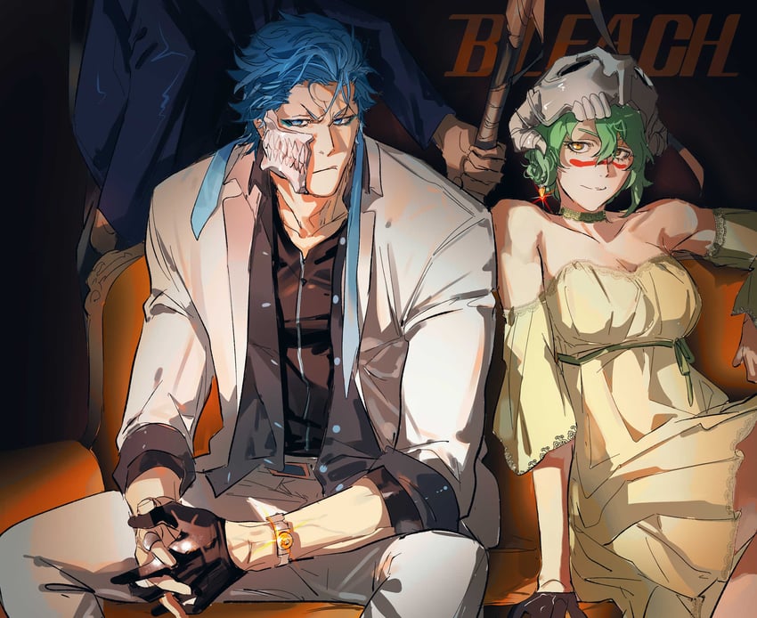 kurosaki ichigo, nelliel tu odelschwanck, and grimmjow jaegerjaquez (bleach) drawn by chamsut0905
