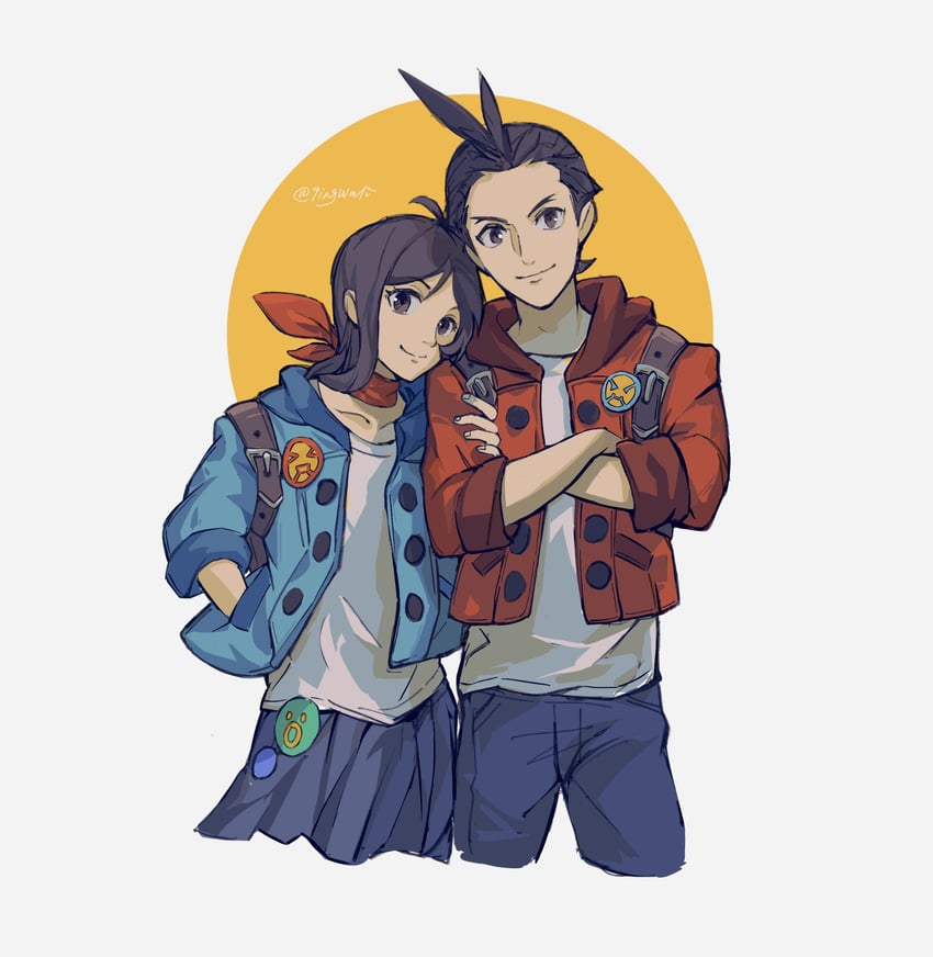 apollo justice and trucy wright (ace attorney) drawn by kaeru_(qingwali)