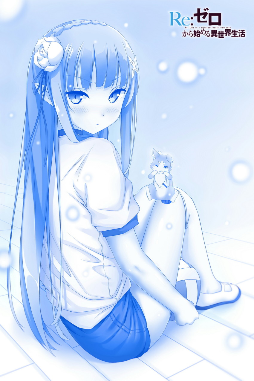 emilia and puck (re:zero kara hajimeru isekai seikatsu) drawn by kuro_neko_(yxmikan)