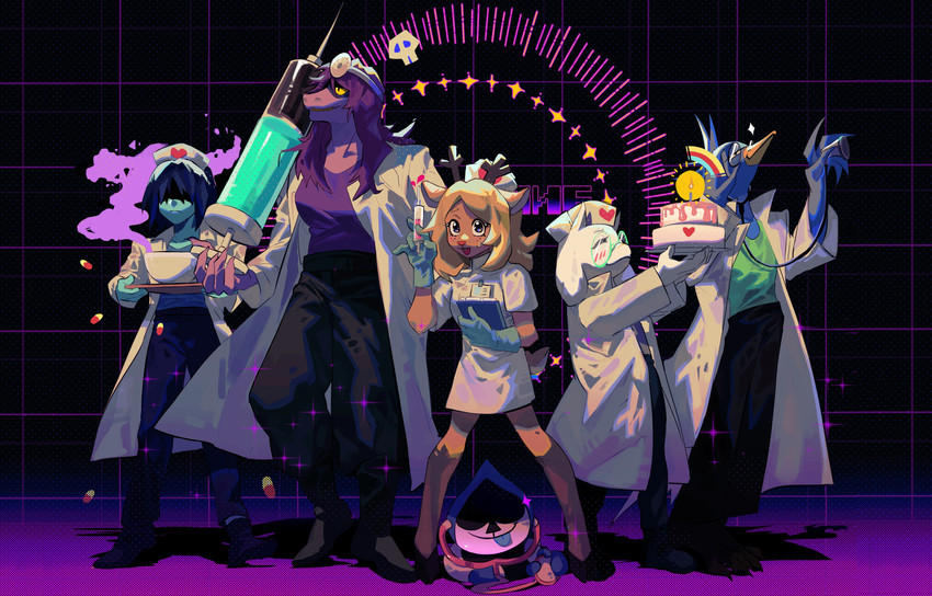 kris, noelle holiday, ralsei, susie, lancer, and 1 more (deltarune) drawn by biantaishi1