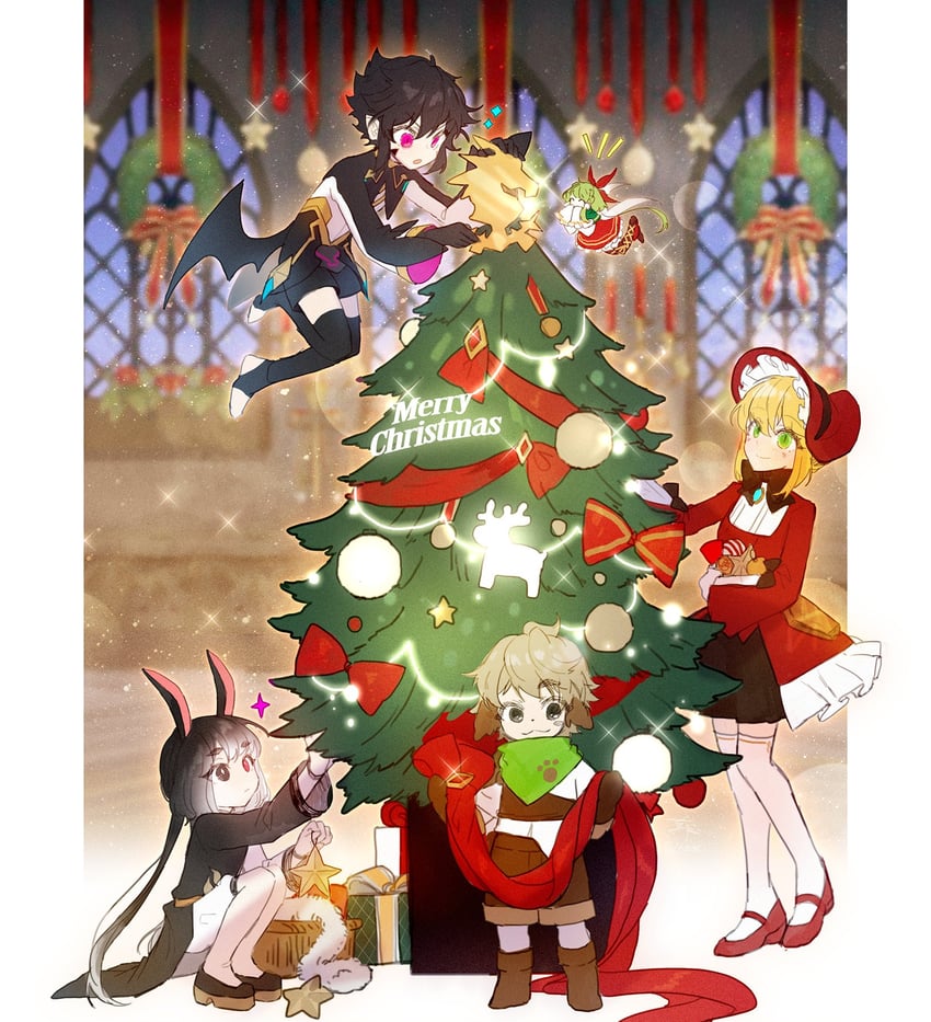 nine, charlotte grace, mei ling qiao, cannae le fey, and schneider (lord of heroes) drawn by leeee_ro