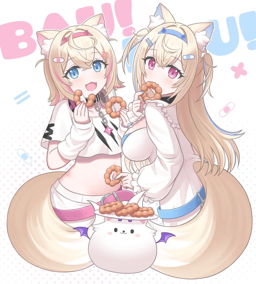 fuwawa abyssgard, mococo abyssgard, and perroccino (hololive and 1 more) drawn by misakiotukimi
