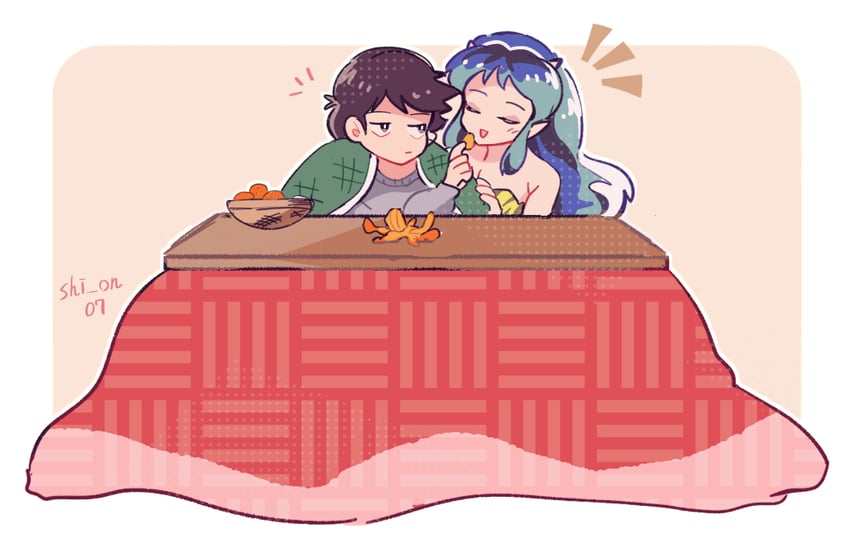 lum and moroboshi ataru (urusei yatsura) drawn by nanashi_(mia)