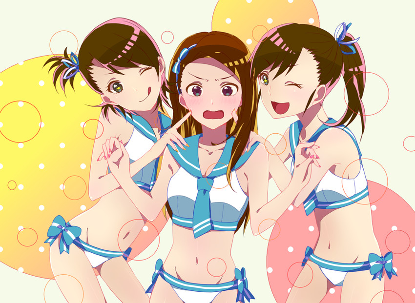 minase iori, futami mami, and futami ami (idolmaster) drawn by iketsuko