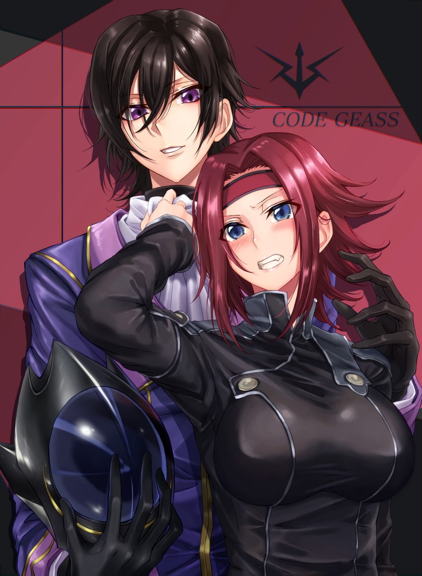 lelouch vi britannia, kouzuki kallen, and zero (code geass) drawn by hikari_(komitiookami)